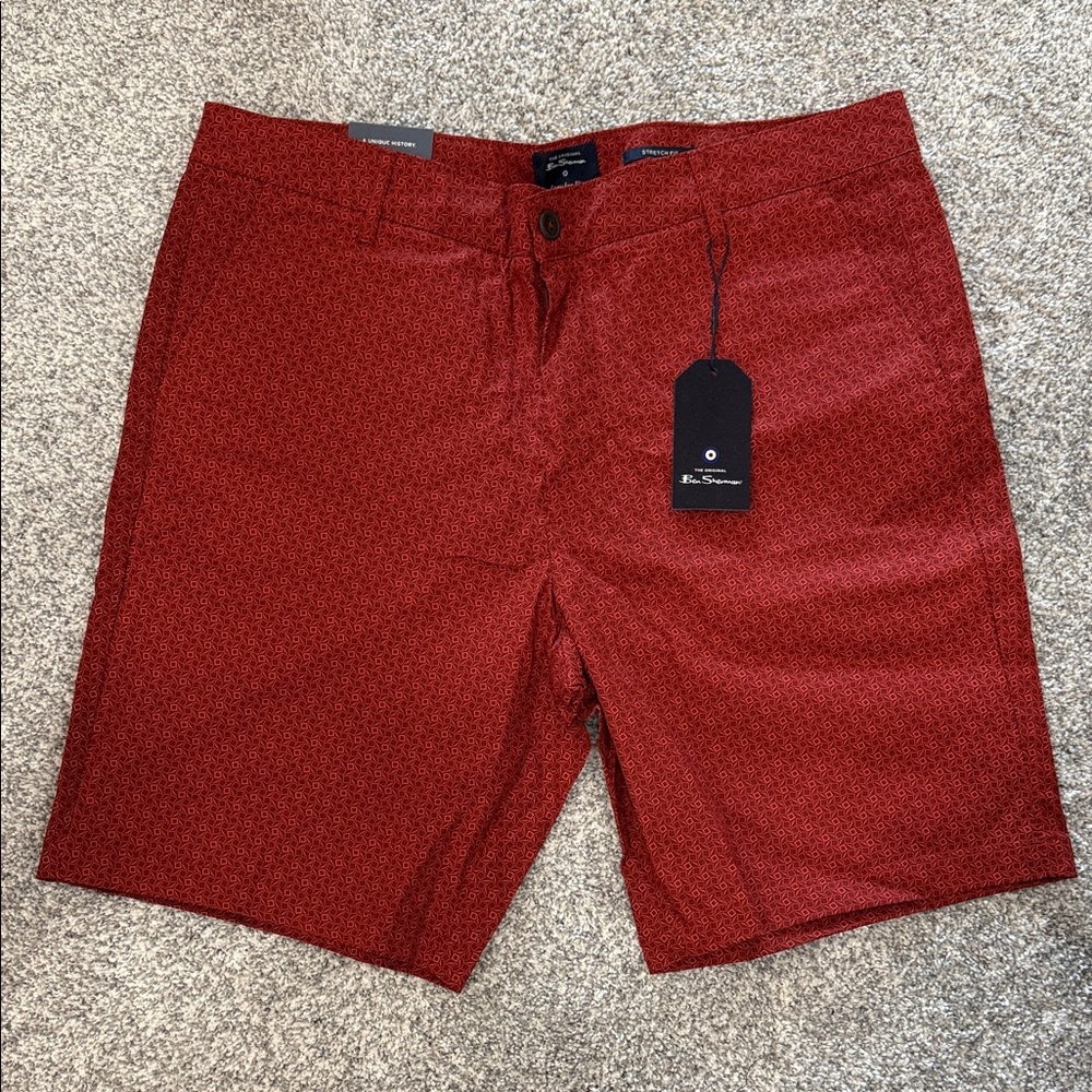 NWT Ben Sherman Geometric Red Shorts 36W